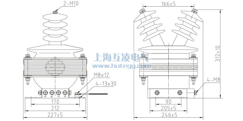 FDEG8放電線圈外形尺寸，F(xiàn)DGE8/11/√3-1.7-1尺寸圖